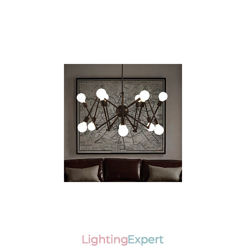 American Loft Black Lights Iron Spider Chandelier With 12 Heads