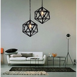 Retro industrial lamp droplight hexahedron artistic originality wrought iron Pendant Light