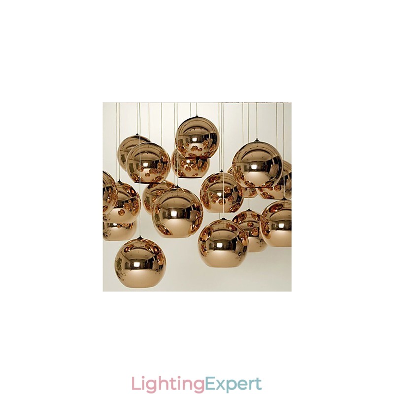 Creative Simple Glass Nordic Retro Electroplating Ball Pendant Lamp Light