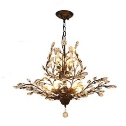 Vintage Crystal Flush Mount 7Lights Metal Painting Black OR Gold