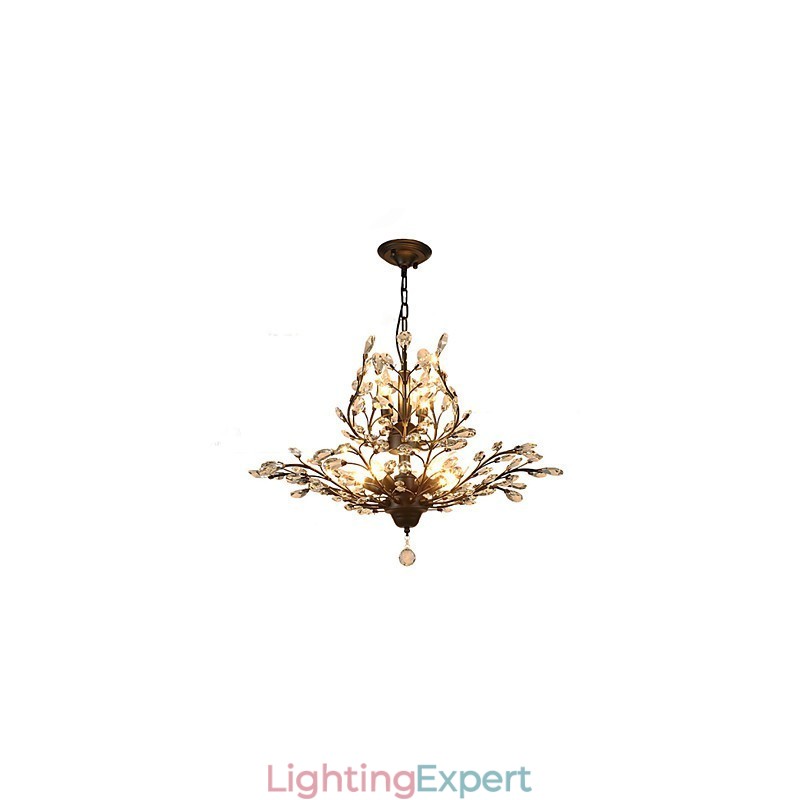 Vintage Crystal Flush Mount 7Lights Metal Painting Black OR Gold