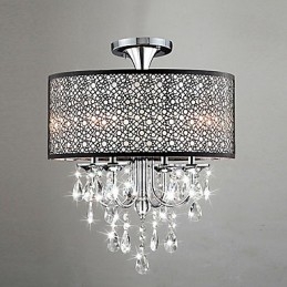 Modern Contemporary Drum Crystal Mini Style Chrome Chandelier