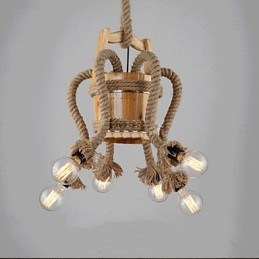 Wooden Cask Chandelier Creative Lamp