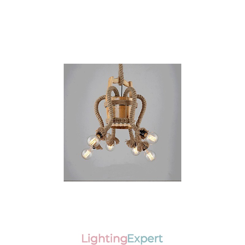 Wooden Cask Chandelier Creative Lamp