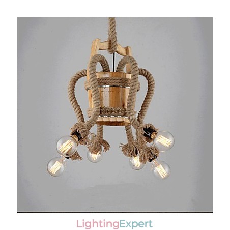 Wooden Cask Chandelier Creative Lamp