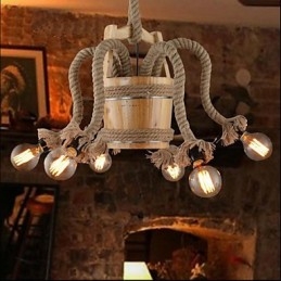Wooden Cask Chandelier Creative Lamp