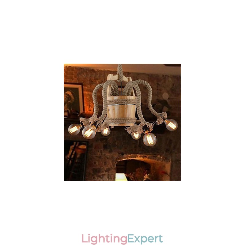 Wooden Cask Chandelier Creative Lamp