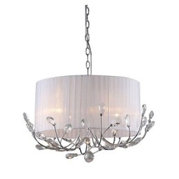Modern Crystal Chandelier With Fabric Shade