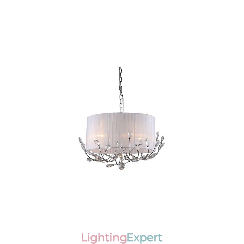 Modern Crystal Chandelier With Fabric Shade