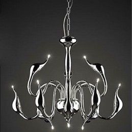 Modern Contemporary Candle Style Electroplated Metal Chandelier
