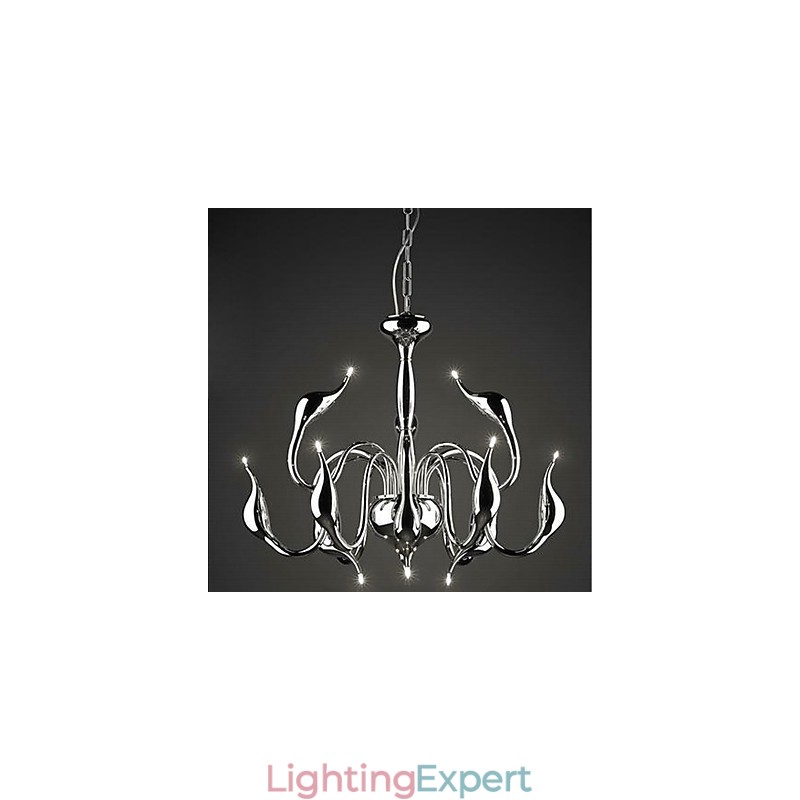 Modern Contemporary Candle Style Electroplated Metal Chandelier