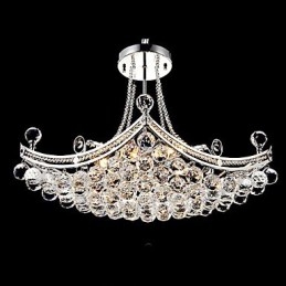 Modern Contemporary Crystal Electroplated Metal Pendant Light