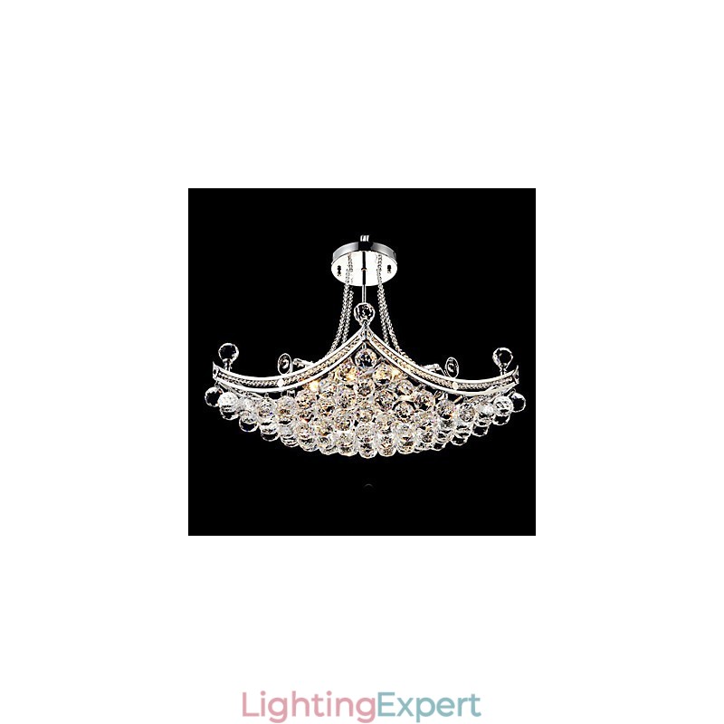Modern Contemporary Crystal Electroplated Metal Pendant Light