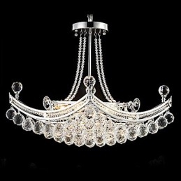 Modern Contemporary Crystal Electroplated Metal Pendant Light