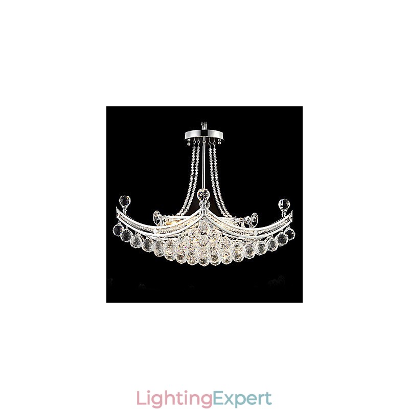 Modern Contemporary Crystal Electroplated Metal Pendant Light