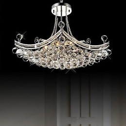 Modern Contemporary Crystal Electroplated Metal Pendant Light