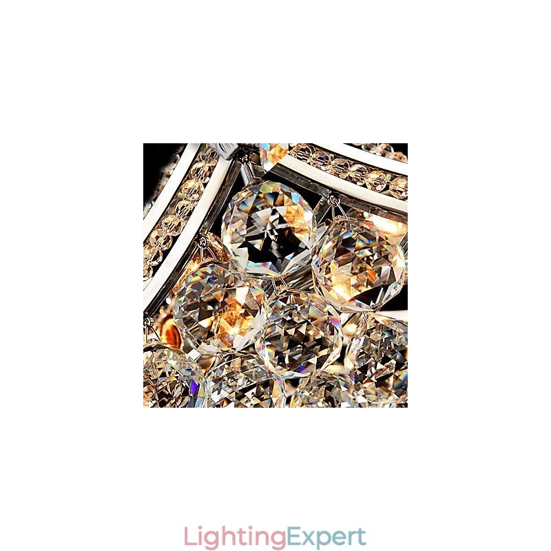 Modern Contemporary Crystal Electroplated Metal Pendant Light