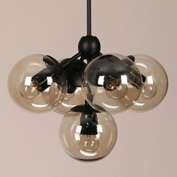 Chandelier 5 Lights Glass Ball Lights Retro Outdoors Garage Metal