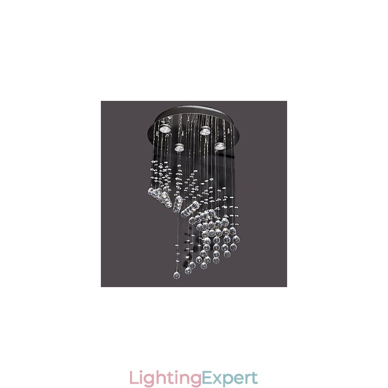Modern Contemporary Crystal Chrome Metal Flush Mount