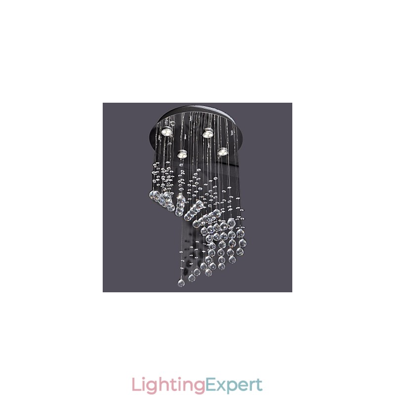Modern Contemporary Crystal Chrome Metal Flush Mount