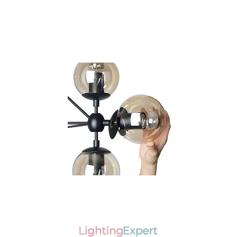 Chandelier 5 Lights Glass Ball Lights Retro Outdoors Garage Metal