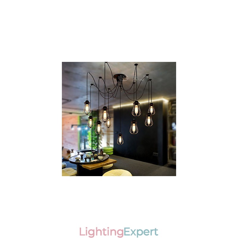 Vintage Edison Multiple Ajustable DIY Ceiling Lamp Light Pendant Lighting Chandelier Modern Chic Industrial Dining