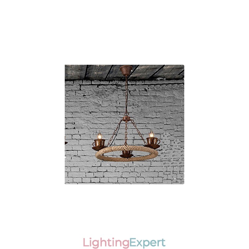 Ceramic Industry Wind Rope Chandelier RetroLron Chandelier Simple3