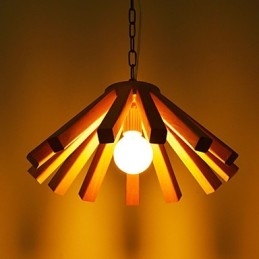 Retro Country Wood Bamboo Pendant Light