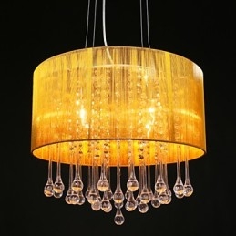 Drum Pendant Modern 4 Lights Winding Lampshade Crystal Chandelier Chandelier Modern Minimalist Design