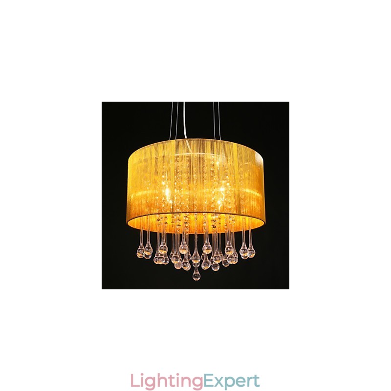Drum Pendant Modern 4 Lights Winding Lampshade Crystal Chandelier Chandelier Modern Minimalist Design