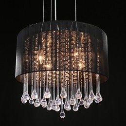 Drum Pendant Modern 4 Lights Winding Lampshade Crystal Chandelier Chandelier Modern Minimalist Design