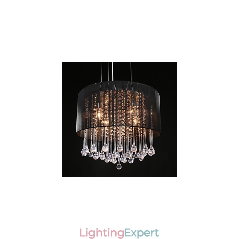 Drum Pendant Modern 4 Lights Winding Lampshade Crystal Chandelier Chandelier Modern Minimalist Design