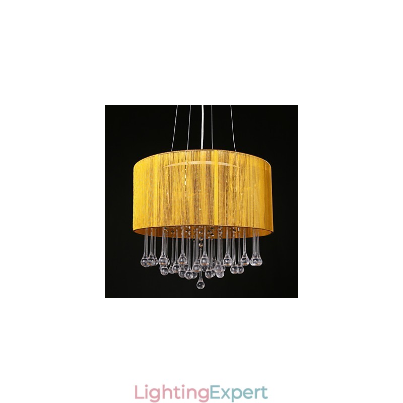 Drum Pendant Modern 4 Lights Winding Lampshade Crystal Chandelier Chandelier Modern Minimalist Design