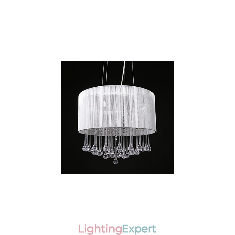 Drum Pendant Modern 4 Lights Winding Lampshade Crystal Chandelier Chandelier Modern Minimalist Design
