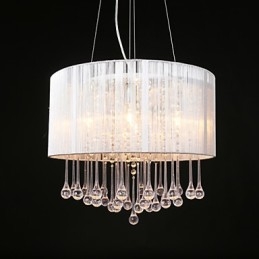 Drum Pendant Modern 4 Lights Winding Lampshade Crystal Chandelier Chandelier Modern Minimalist Design
