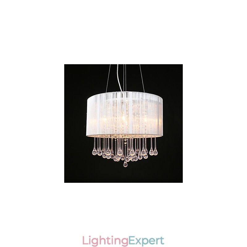 Drum Pendant Modern 4 Lights Winding Lampshade Crystal Chandelier Chandelier Modern Minimalist Design