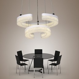 Crystal Pendant Light The Letter "C" Shape Modern Lamp Two Rings