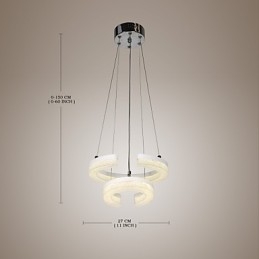 Crystal Pendant Light The Letter "C" Shape Modern Lamp Two Rings