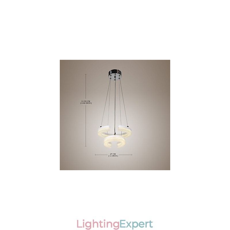 Crystal Pendant Light The Letter "C" Shape Modern Lamp Two Rings