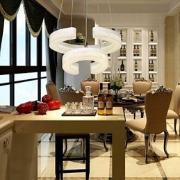 Crystal Pendant Light The Letter "C" Shape Modern Lamp Two Rings