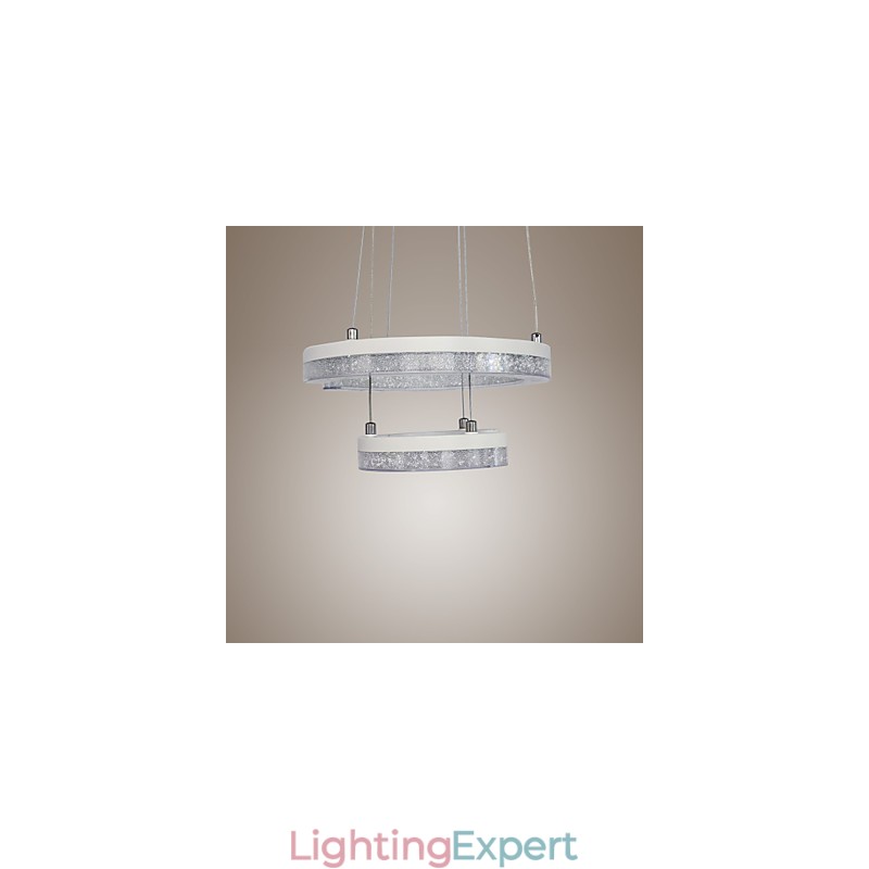 Crystal Pendant Light The Letter "C" Shape Modern Lamp Two Rings