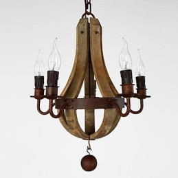 Vintage Mini Style Painting Wood Bamboo Chandelier