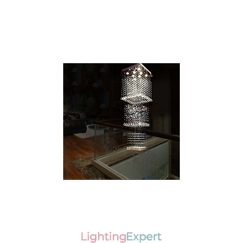 Ceiling Crystal Pendant Lamps Lighting 8 Lights Modern Luxurious Silver Canpoy K9 Clear Crystal Fixtures
