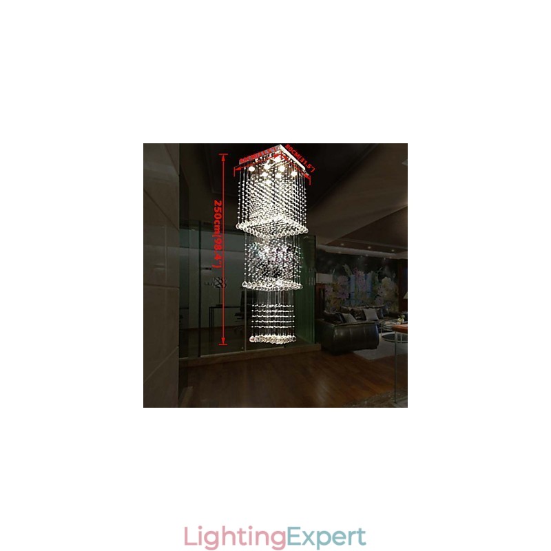 Ceiling Crystal Pendant Lamps Lighting 8 Lights Modern Luxurious Silver Canpoy K9 Clear Crystal Fixtures