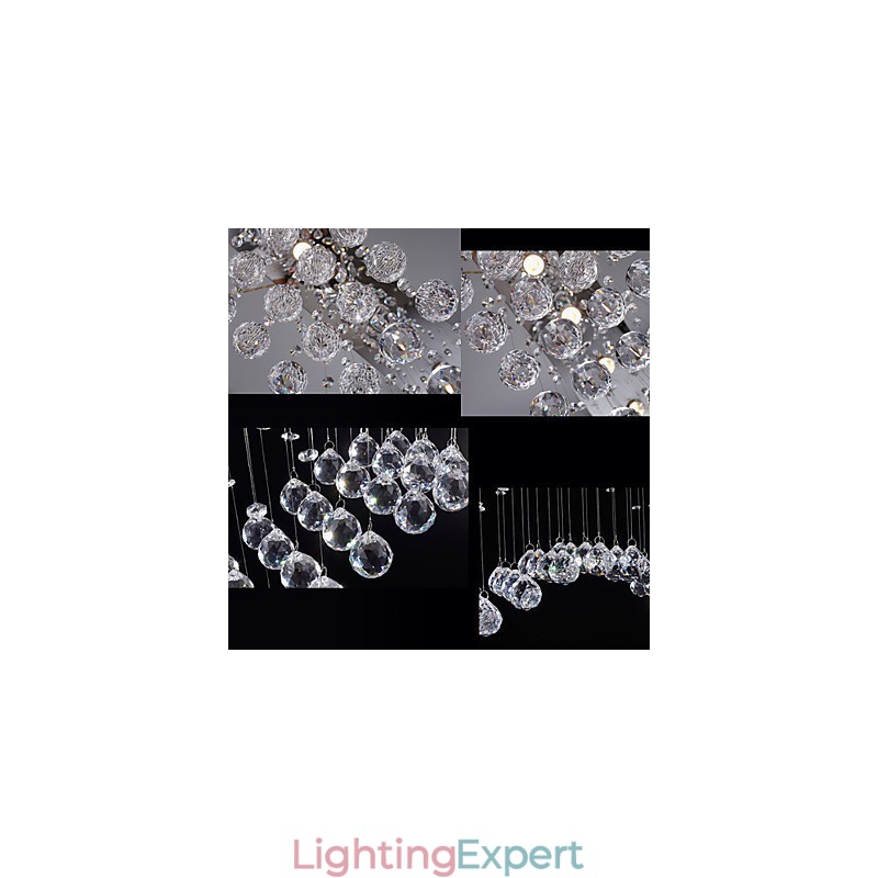Ceiling Crystal Pendant Lamps Lighting 8 Lights Modern Luxurious Silver Canpoy K9 Clear Crystal Fixtures