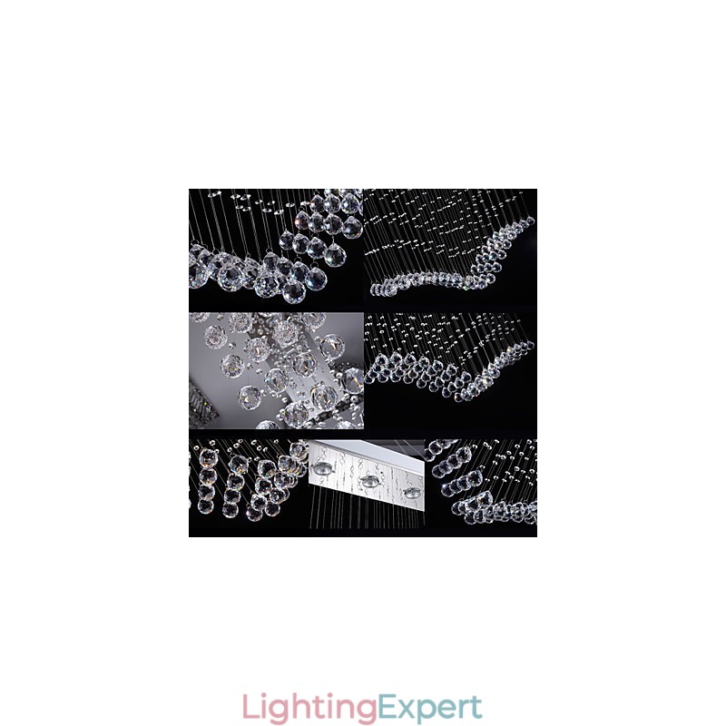 Ceiling Crystal Pendant Lamps Lighting 8 Lights Modern Luxurious Silver Canpoy K9 Clear Crystal Fixtures
