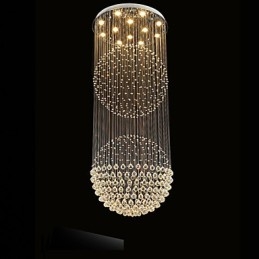 Pendant Light Modern Crystal Chandelier 12 Lights Silver Canpoy Clear Crystal Globe Ceiling Lamps Fixtures