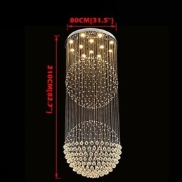 Pendant Light Modern Crystal Chandelier 12 Lights Silver Canpoy Clear Crystal Globe Ceiling Lamps Fixtures