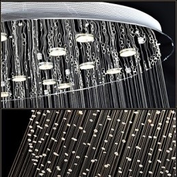 Pendant Light Modern Crystal Chandelier 12 Lights Silver Canpoy Clear Crystal Globe Ceiling Lamps Fixtures