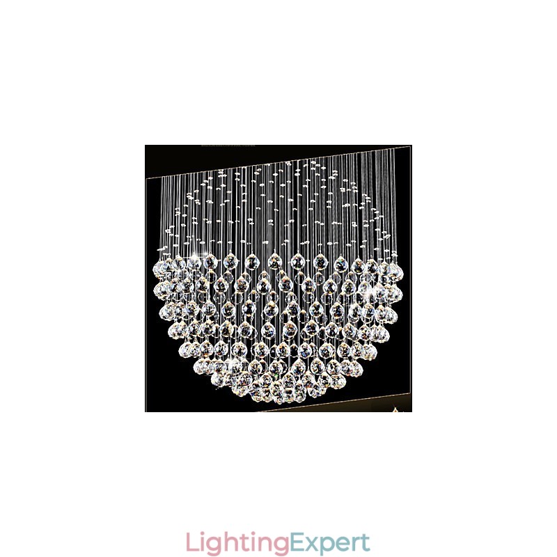 Pendant Light Modern Crystal Chandelier 12 Lights Silver Canpoy Clear Crystal Globe Ceiling Lamps Fixtures